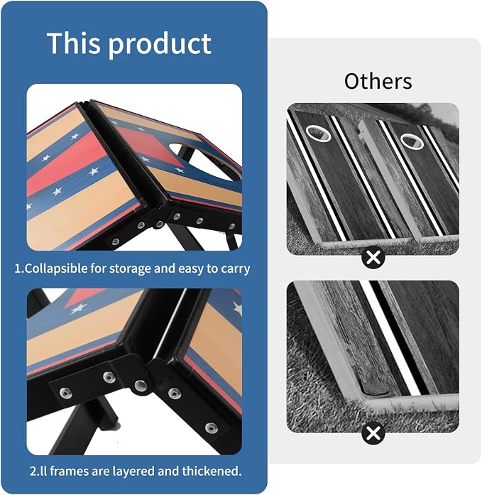 Portable Cornhole Board Set,24 x 16 in Corn Hole Games, Adjustable Angle & Dual Modes (Child/Adult) for Free Switch,Extra-Thick Material, Cornhole Game Boards with 8 Bean Bags with Storage Bag