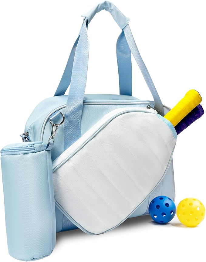 SSZYace Pickleball Tote Bag for Women & Men, Large Capacity Design Holds 2 Pickleball Paddles, External Pickleball Ball Bag and Adjustable Shoulder Strap Fence Hook, Insulated Drink Holder