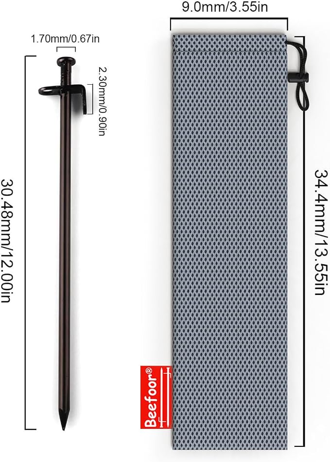 Heavy Duty Steel Tent Stakes - Tarp Pegs Camping Stakes for Outdoor Camping Canopy and tarp, 12 inch 8/10/12PC Pack