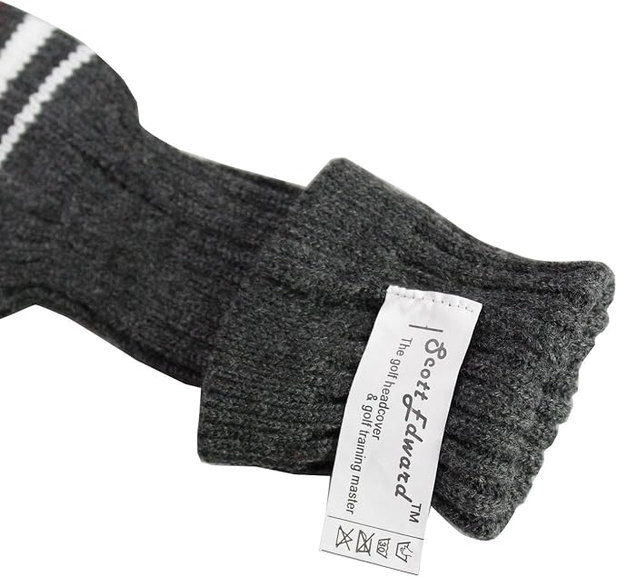 Scott Edward Golf Club Head Covers Set of 4, Acrylic Yarn Double-Layers Knitted, with Rotatable Number Tags
