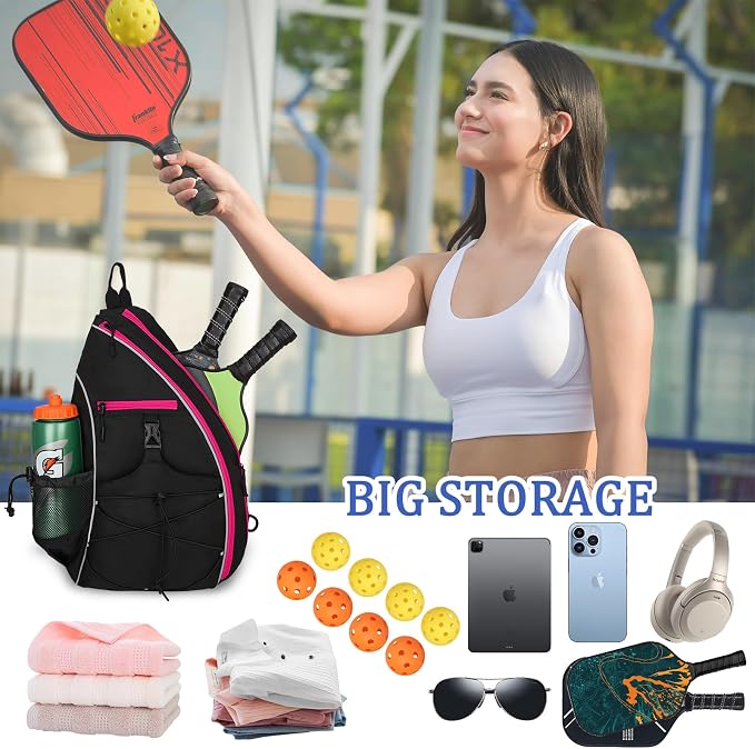 Goloni Pickleball Sling Bag for Men Women, Lightweight Pickleball Backpack with Fence Hook