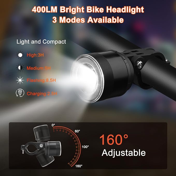 NineLeaf Bike Turn Signals, Turn Signal Kit for Ebike, Bike Turn Signals Front and Rear Auto On/Off Electric Bell Automatic Brake Light Remote Control Rear Light USB Rechargeable IP65 Waterproof
