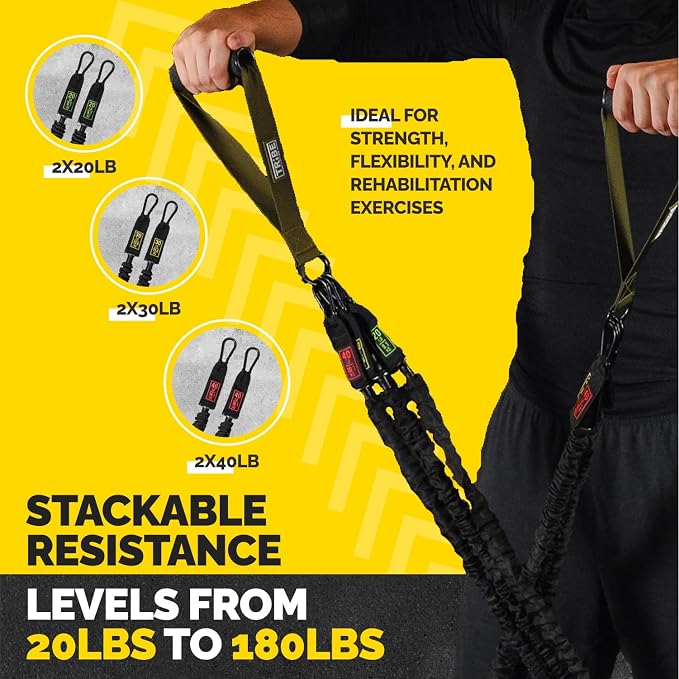 Tube Resistance Bands for Working Out Men and Women - 180lb Exercise Bands Set with Handles, Resistance Band Bar, Ankle Straps, Foot Straps, Door Anchor for Home Gym Strength