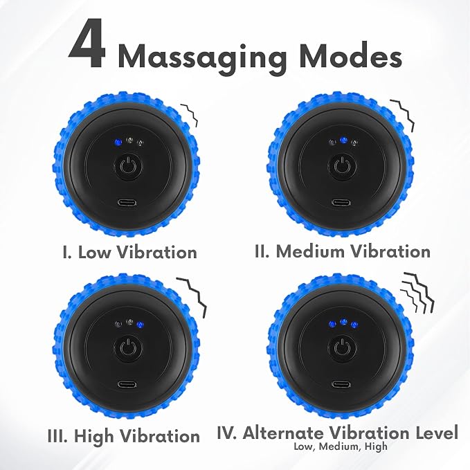 ZeenKind Vibrating Peanut Massage Ball for Plantar Fasciitis, Muscle Pain Relief with 4 Speed, Deep Tissue Therapy for Myofascial Release & Muscle Recovery, Neck Back Foot Roller Massager | Portable Foot Roller Massager for Deep Tissue Therapy Muscle P...