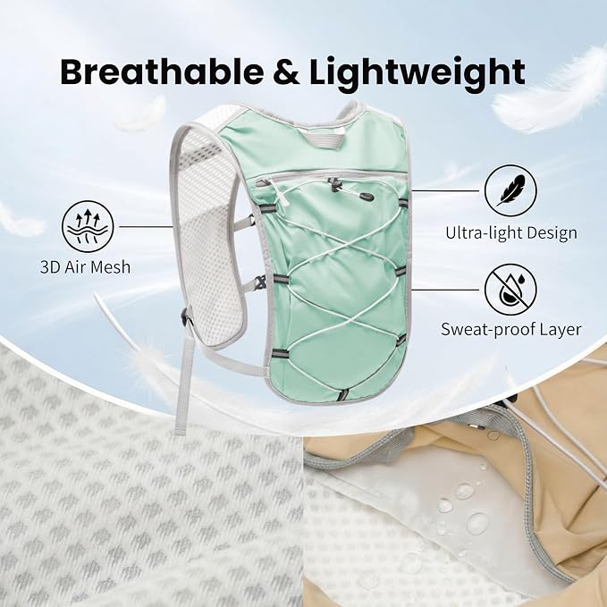 Hydration Backpack Lightweight Running Vest for Women Men with 500ml Soft Flask Hiking Daypack