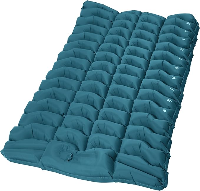 Naturehike Double Camping Sleeping Pad, Ultralight Inflatable Sleeping Mat with Pillow, Built-in Foot Pump, 3.74 Inch Lightweight Air Mattress for Camping, Backpacking, Hiking, Traveling