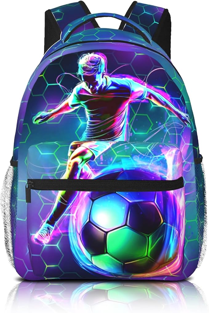 Kids Soccer Backpack For Boys Sports Soccer School Backpack For Boys Children Elementary Middle School Backpacks Football Bookbag Travel Back Pack For Age 6-18
