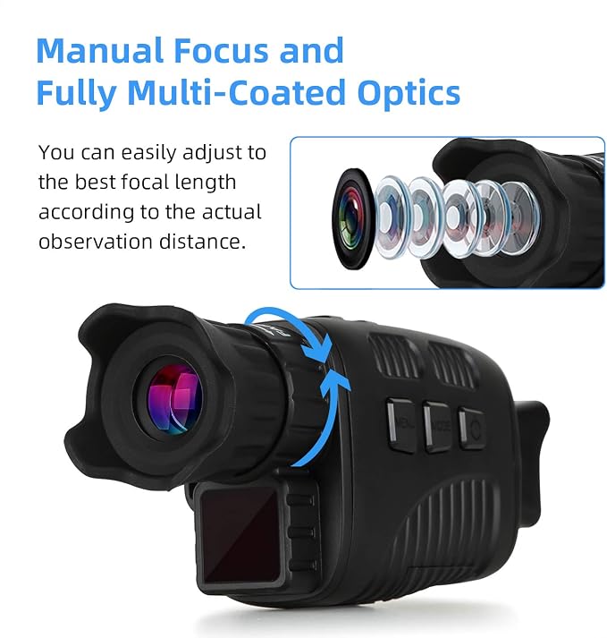 Digital Real Night Vision Monocular Goggle, Infrared Binocular for Hunting, Surveillance, Spotting and Spy, 4X Digital Zoom and Take HD Photo & 960P Video from 200m in Total Darkness