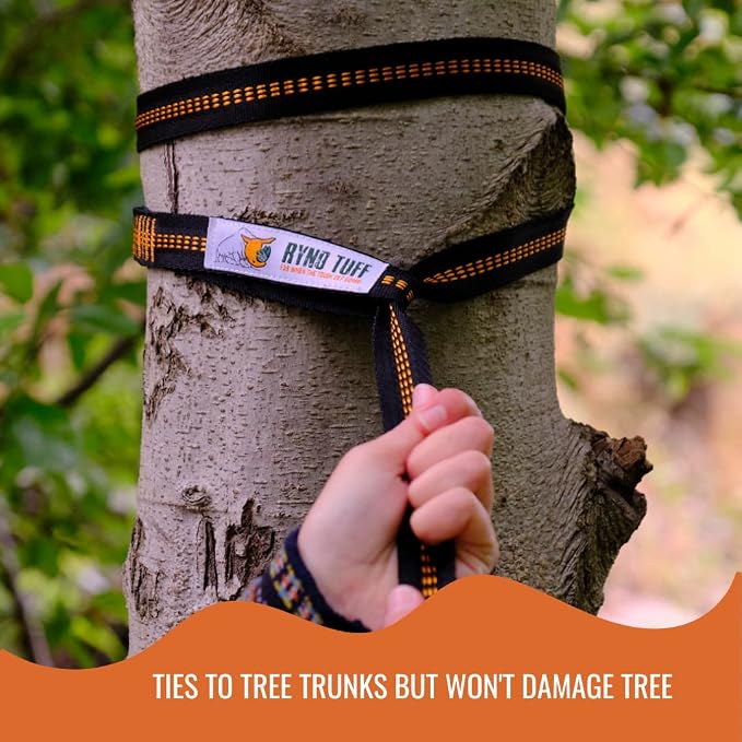 Ryno Tuff X-Large 2 Person Camping Hammock with Mosquito Net - Compact Double Hammock with Bug Net, Pocket, Tree Straps & Heavy Duty Carabiners - Parachute Grade Nylon Can Hold Over 600lbs of Weight