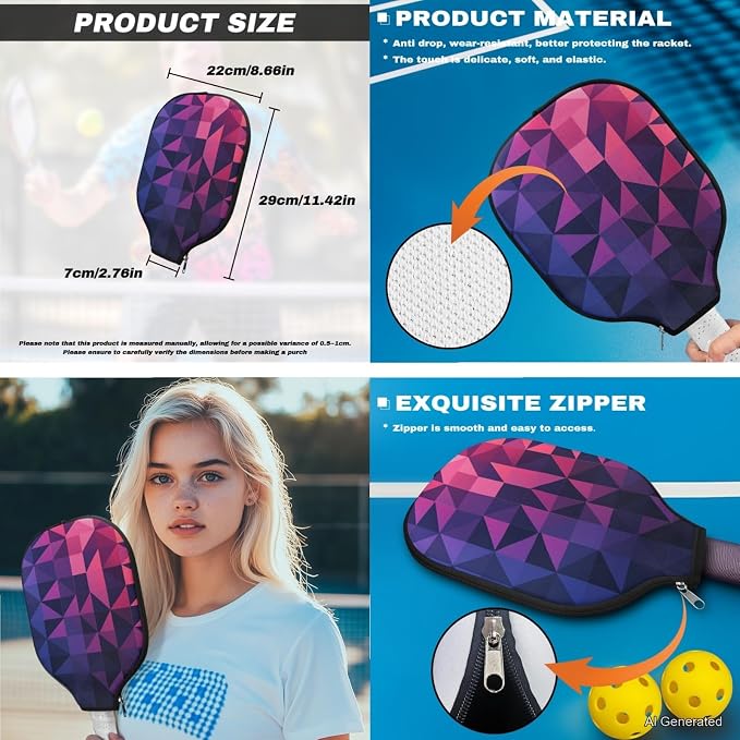 Pickleball Paddles Set 3PCS Pickleball Paddle Case Pickleball Racket Pickleball Bag Ideal for Beginners Gifts