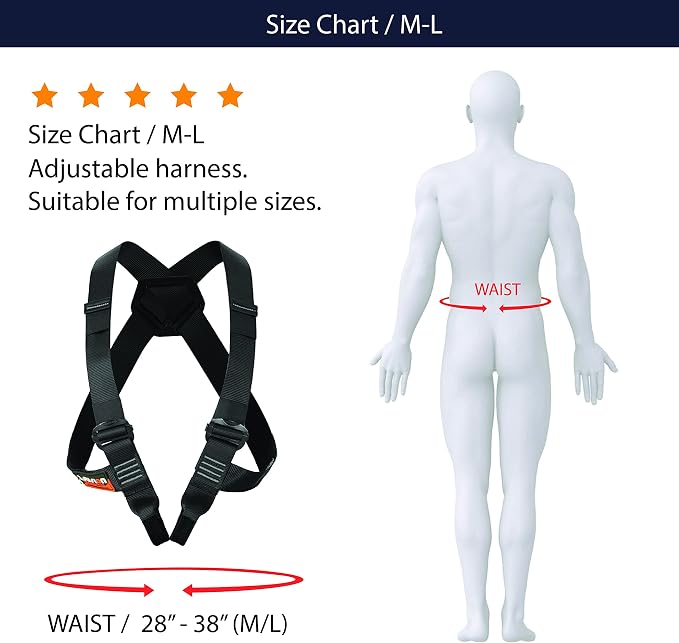 Fusion Chest Harness Climb Stika - (5,000 LBS Rated) Heavy Duty Chest Harness for Hiking, Tree Climbing, Ziplining, Rock Climbing, Rappelling