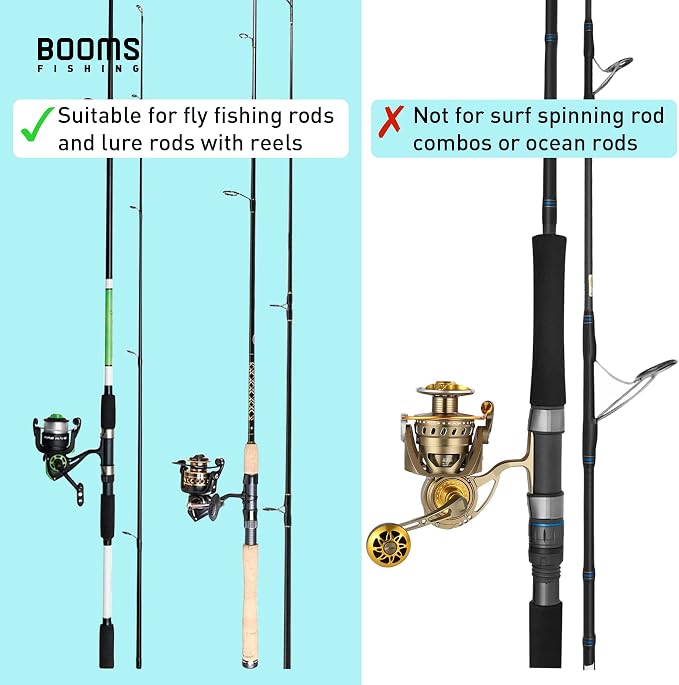 Booms Fishing PB4 Fishing Rod and Reel Case 4.4ft~5ft and RS3 Fishing Rod Wrap Pole Straps 9.6" 6pcs