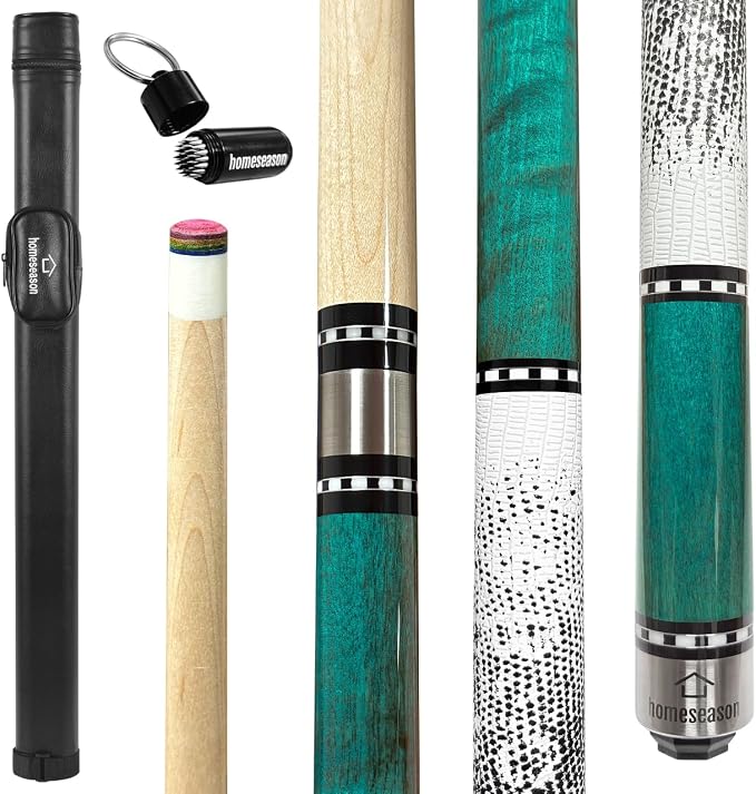 HomeSeason 58in Pool Cue Stick Canadian Maple Wood 13mm Tip - 18oz Perfect for Precision Play, Low Deflection Pool Cue for Enhanced Accuracy