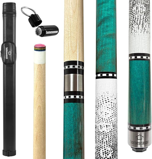 HomeSeason 58in Pool Cue Stick Canadian Maple Wood 13mm Tip - 18oz Perfect for Precision Play, Low Deflection Pool Cue for Enhanced Accuracy