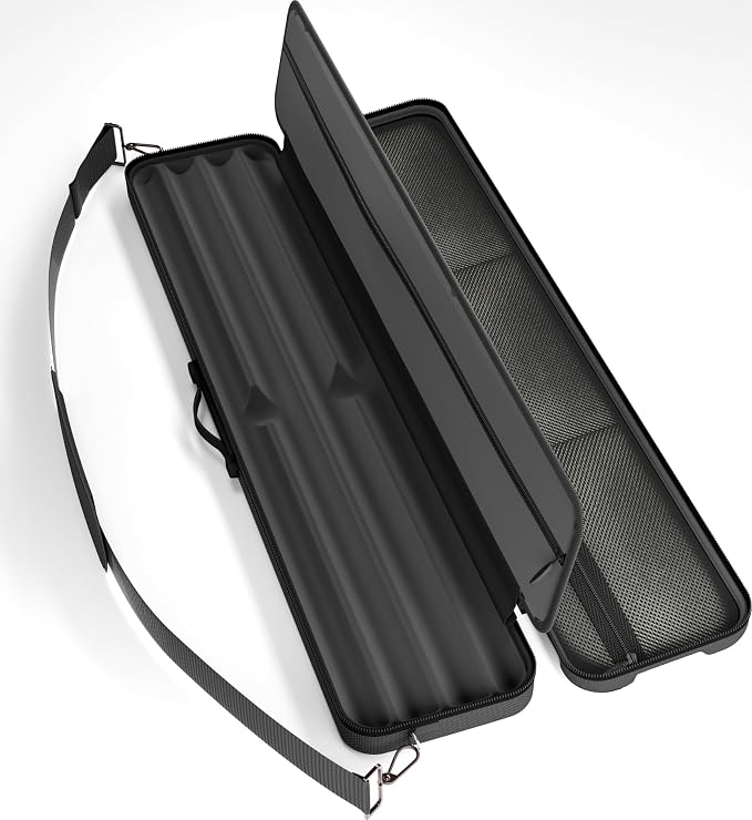 Casemaster Parallax Guard 2x2 Billiard Cue Case, Holds 2 Butts and 2 Shafts, Foam-Padded Pool Stick Case, Water-Resistant 600D Oxford, Zippered Pockets, Rubberized Handle