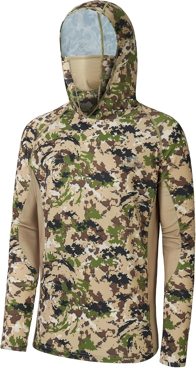 BASSDASH Men's UPF 50+ Camo Long Sleeve Hunting Fishing Hoodie Shirt