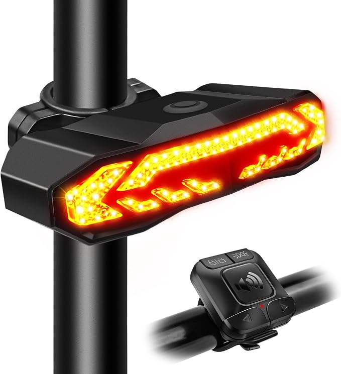 NineLeaf Bike Turn Signals, Turn Signal Kit for Ebike, Bike Turn Signals Front and Rear Auto On/Off Electric Bell Automatic Brake Light Remote Control Rear Light USB Rechargeable IP65 Waterproof