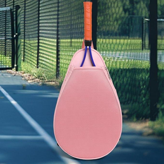 Tennis Racket Bag Waterproof Zipper Paddle Holder Crossbody Shoulder Bag for 1-2 Rackets, Lightweight Versatile Organizer