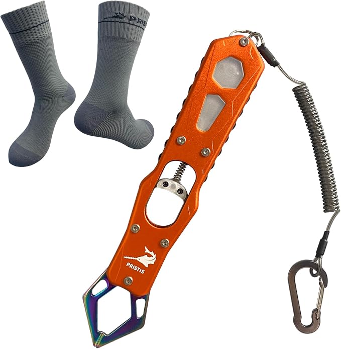 Pristis Exquisite Outdoor Fishing Equipment Combination, High Strength Fish Gripper & Athletic Waterproof Socks (X-Large), A Neat Option for Angler