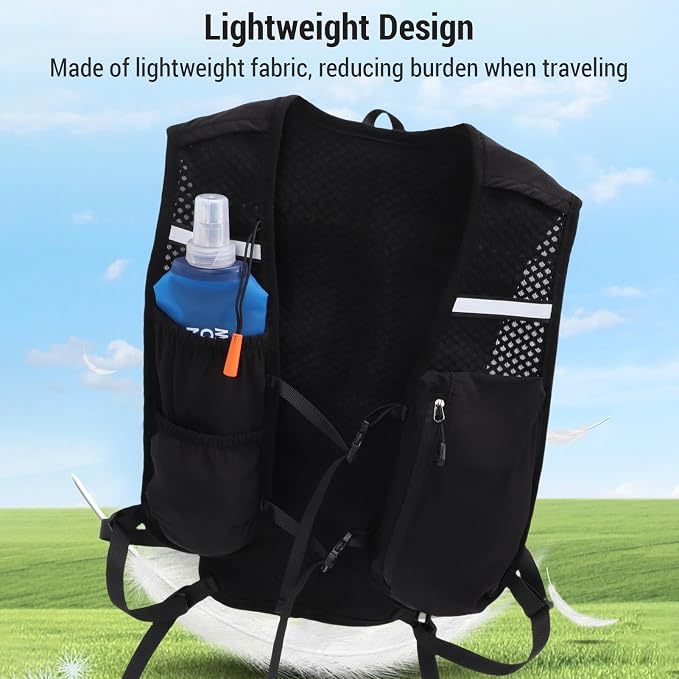 Running Vest for Women Men Running Phone Holder Vest with 500ml Water Bottle Adjustable Chest Straps Lightweight Reflective Running Hydration Vest for Marathon Jogging Hiking