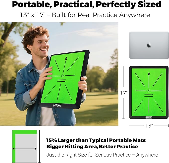High-Precision Golf Hitting Mat – Practice Mat with Swing Path Feedback & Impact Detection – Indoor/Outdoor Use – Golf Swing Trainer for Home Training – Gift for Golfers, Beginners & Pros