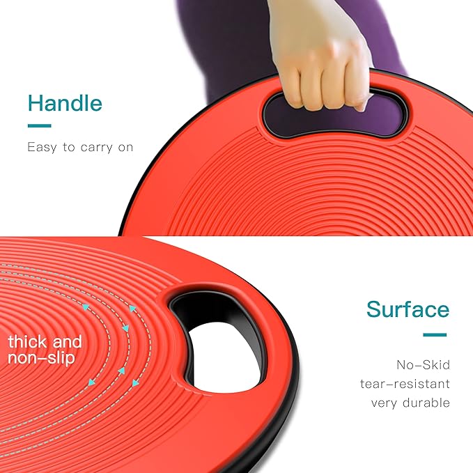 Wobble Balance Board, Exercise Balance Stability Trainer Portable Balance Board with Handle for Workout Core Trainer Physical Therapy & Gym No-Skid Surface