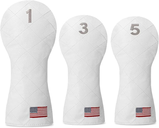 Golf Club Covers for Driver, Fairway, Hybrids - 3 Options - Golf Driver Headcover/Golf Fairway Wood Head Cover/Hybrid Headcover for Men/Women Golfer