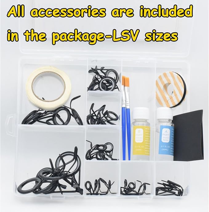 40PCS LSV Saltwater Fishing Surf Spinning Double Feet Rod Stainless Steel Guides Repair Kit