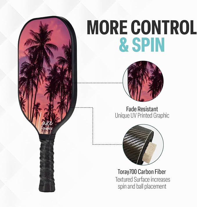 Palms-O-Aces Carbon Fiber Pickleball Paddle – USAPA Approved 16mm T700 Graphite Paddle with Textured Spin Surface | Lightweight Carbon Fiber Pickleball Paddles & Racket | Includes Paddle Cover