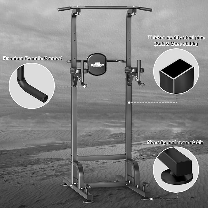 RELIFE Power Tower Pull Up Bar AB Workout Machine