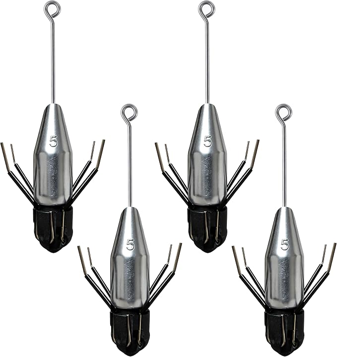 4Pcs Sputnik Sinkers, 2-in-1 Long Tail Detachable Fishing Weights, Anti-Drift Saltwater Surf Casting Lead Sinkers for Catfish, Ocean Beach Sand Fishing