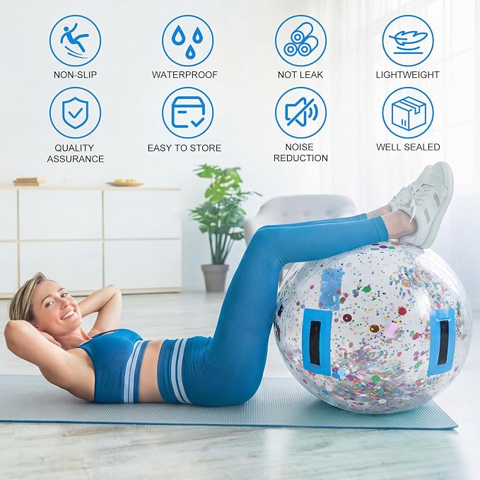Gemscream Gymnastics Barrel Inflatable Air Roller Mat 40" x 24" Glitter Tumbling Air Barrel Gymnastic Cylinder Tumble Equipment for Back Handspring Trainer Cheerleading Yoga Home Use