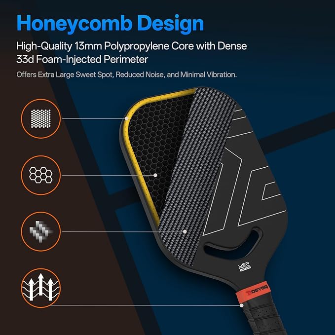 DGYGQ Pickleball Paddles with Polypropylene Honeycomb Core, T700SC Power Carbon Fiber Pickleball Paddle, Increased Power for Ultimate Spin & Consistency