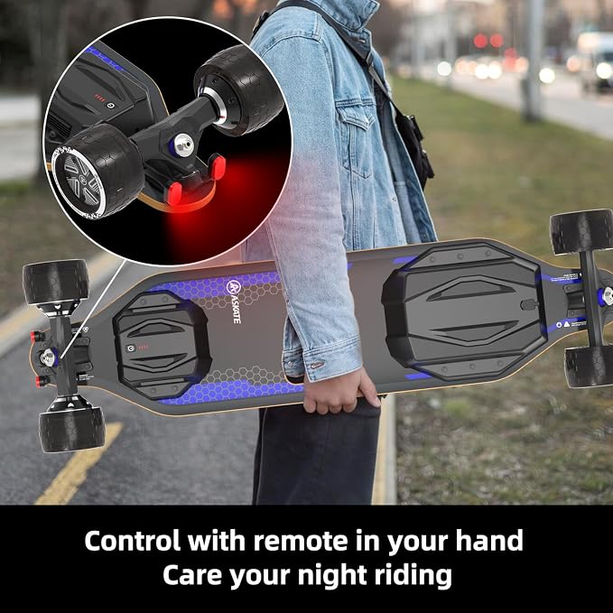 A1 Electric Skateboard with Remote, Rang Up to 17 Miles/24, 8 Ply Canadian Maple, Smooth Breaking, Suitable for Younger Beginners