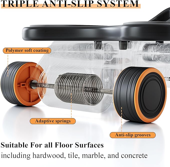 Ab Roller with Elbow Support,Exercise Roller Wheels with 4 Wheels | Abs Exercise Roller Abdominal Training with Knee Pad for Home Gym