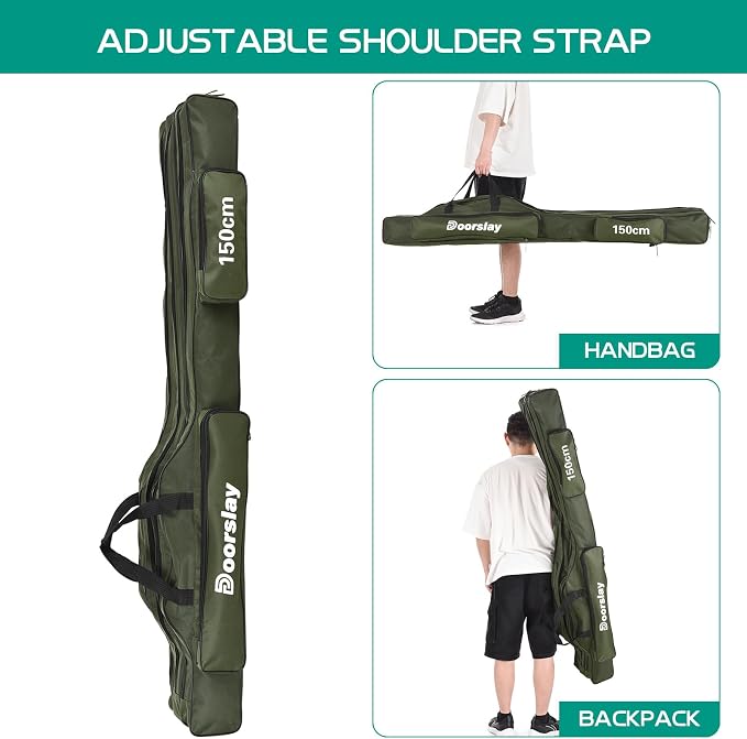 Fishing Rod Case Three Layers Oxford Portable Folding Fishing Pole Bag Outdoor Waterproof Tackle Storage Travel Bags Fishing Rod Bag