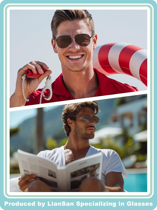 LianSan Premium Aviator Bifocal Reading Sunglasses for Men Women Retro Top Clear Sun Readers UV Protection
