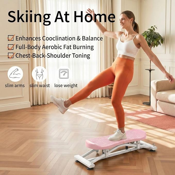 Balance Board for Adults, Rocking Stepper with Resistance Bands, Portable Wobble Board with LCD Monitor, 300 lbs Capacity Ski Trainer for Full Body Workout at Home Gym