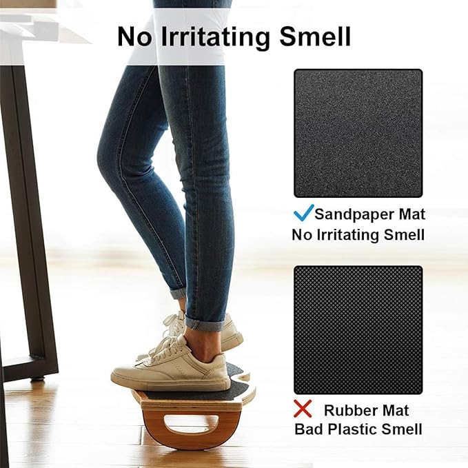 StrongTek Single-Leg Balance Board and Rocking Foot Rest Set, Single-leg ankle trainer with carry bag and exercise guide plus 18 in rocking wood foot rest for balance and desk use