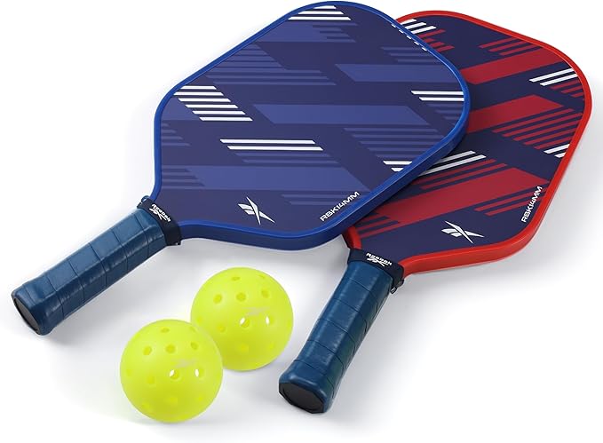 Reebok - Pickleball Set for 2 Players, Includes 2 Paddles with Cushion Grip and 2 Light-Up Balls, Perfect for Night Play, Durable, Engineered for Sports Enthusiasts
