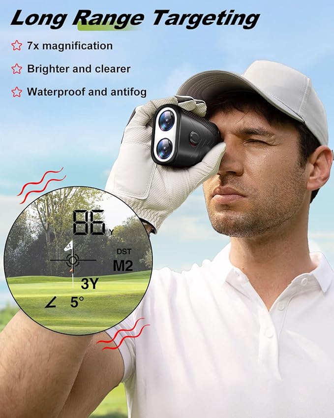 1200 Yards Range Finder Golf, 5X Magnification Golf Rangefinder with Slope, Laser Range Finder with Flag Lock, 1 Yard Accuracy, Ideal Golf Accessories for Golfers & Hunting