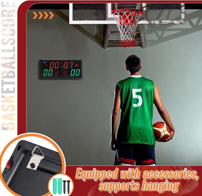Tellegloww Electronic Basketball Scoreboard Portable Digital Scoreboard with Remote Tabletop LED Score Keeper with Timer Clock for Volleyball Baseball Table Tennis Indoor Sports Games