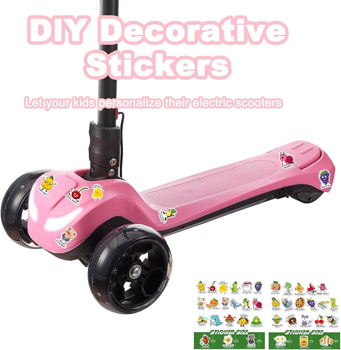 3 Wheel Electric Scooter for Kids Ages 3+, LCD Display, Colorful Lights, Reliable Thumb Throttle, 3 Adjustable Height, 5Mph Safe Speed and Long Range, Foldable Kids Electric Scooter