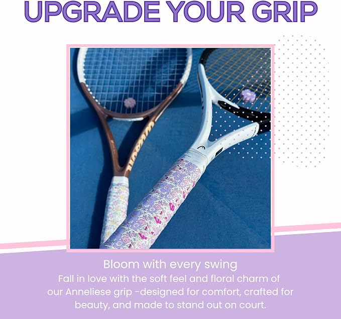 Tennis Tape & Dampener Set - 2 Tacky 45” Long x 0.98” Wide Racket Handle Overgrips & 1 Matching Ping Dampener