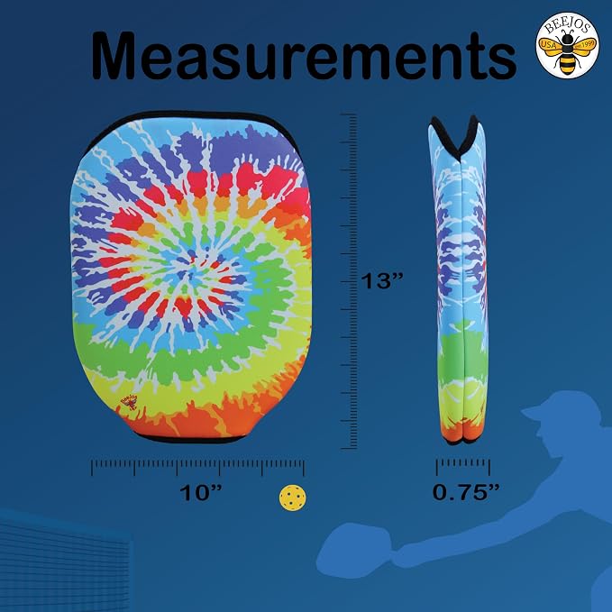 BeeJos Spirl Tie-Dye: Premium Slip-On Pickleball Paddle Cover-Fits Standard Size Paddles-Zipperless (Paddle not Included) Handmade in USA