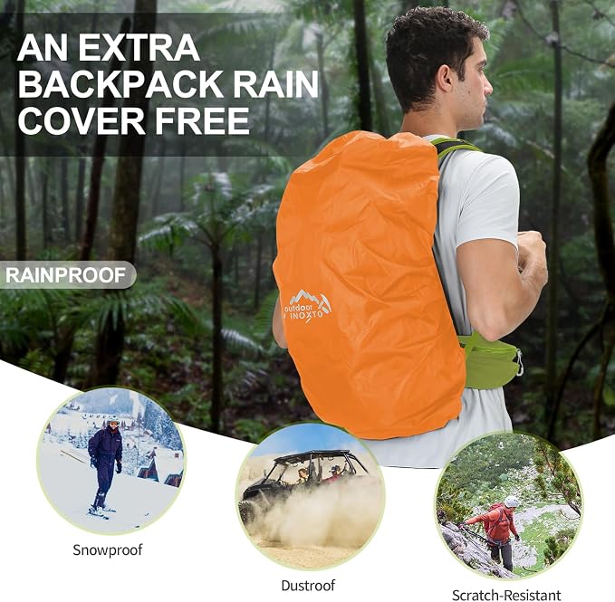IX INOXTO Hiking Backpack, 26L/40L Waterproof Hiking Daypack with 3L Water Bladder and Rain Cover, Lightweight Travel Camping Backpack for Men Women (Fruit Green)
