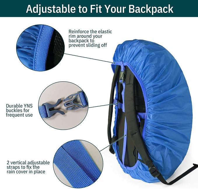 Unigear Backpack Rain Cover Waterproof Rating 5000mm Ultraportable and Durable with 2 Anti-Slip Buckle Strap, Integrated Carry Pouch Design (Blue, XX-Large)