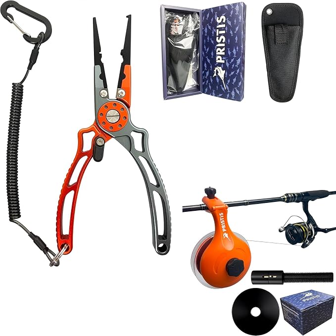 Pristis Upgraded Line Winder & UTA II Fishing Pliers, Utility Multi-Function Fishing Tools Combination, A Neat Option for Angler, Practicalti-Twist Spooling Tool Gear for Baitcasting Casting Spinning