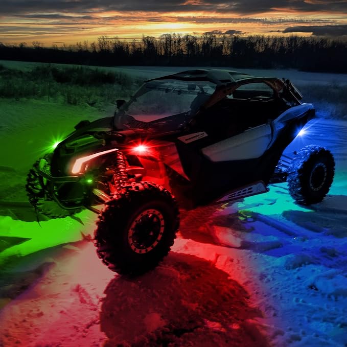 OFFROADTOWN RGB LED Rock Lights with 6 pods Neon Trail Rig Lights Underglow Universal for UTV ATV Polaris Can-Am Yamaha Honda Tundra