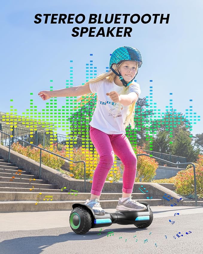 Gyroor Self Balancing Scooter New G13 All Terrain Balancing Scooter with LED Lights, Self Balancing Off Road with Bluetooth for Kids ages 6-12 and Adults-Black